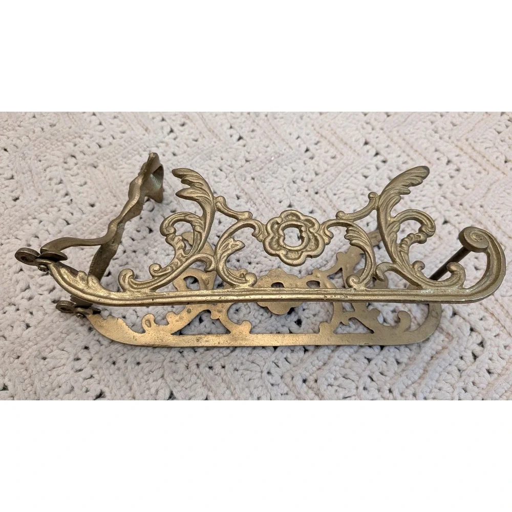 Vintage Brass Art Nouveau Wine Bottle Cradle Holder Lady Figure Floral Decor